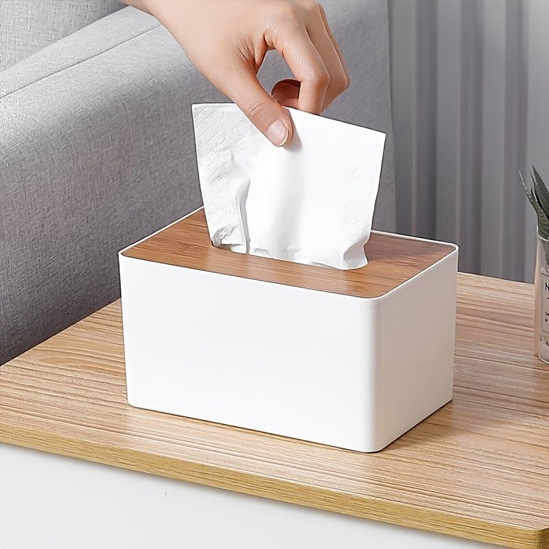 European Modern Paper Towel Box with Bamboo Drawers