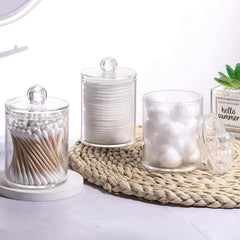 2pcs Bathroom Qtip Dispenser Apothecary Jars Clear Plastic Jar Storage Canister