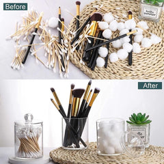 2pcs Bathroom Qtip Dispenser Apothecary Jars Clear Plastic Jar Storage Canister