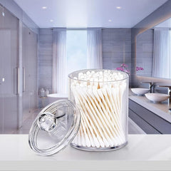 2pcs Bathroom Qtip Dispenser Apothecary Jars Clear Plastic Jar Storage Canister