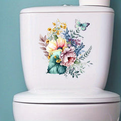 Waterproof Flower Toilet Sticker Self Adhesive Bathroom Decals for Removable Lid
