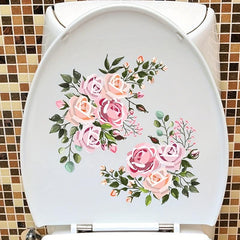Waterproof Flower Toilet Sticker Self Adhesive Bathroom Decals for Removable Lid
