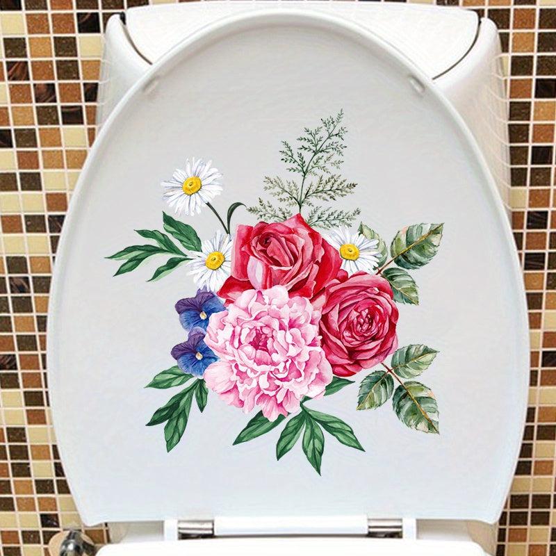Waterproof Flower Toilet Sticker Self Adhesive Bathroom Decals for Removable Lid