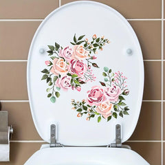 Waterproof Flower Toilet Sticker Self Adhesive Bathroom Decals for Removable Lid