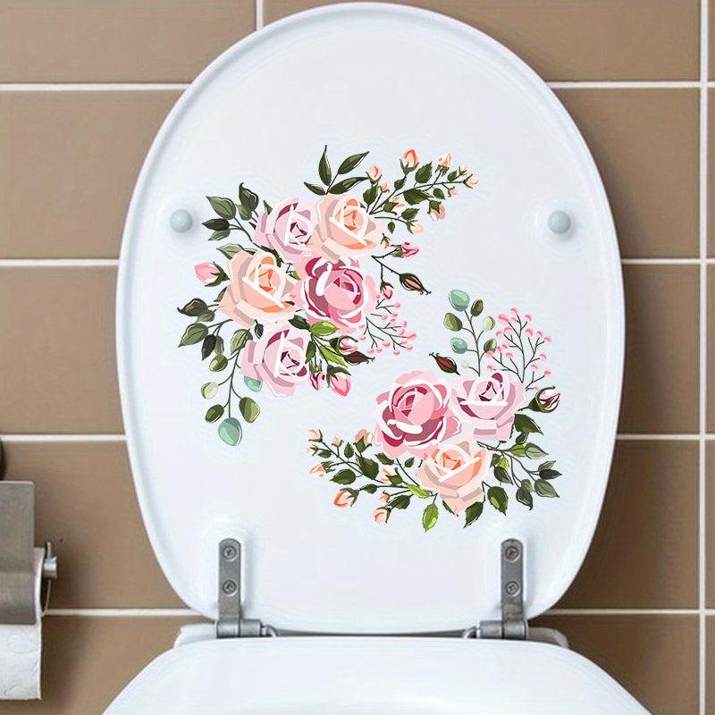 Waterproof Flower Toilet Sticker Self Adhesive Bathroom Decals for Removable Lid