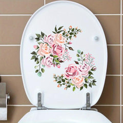 Waterproof Flower Toilet Sticker Self Adhesive Bathroom Decals for Removable Lid