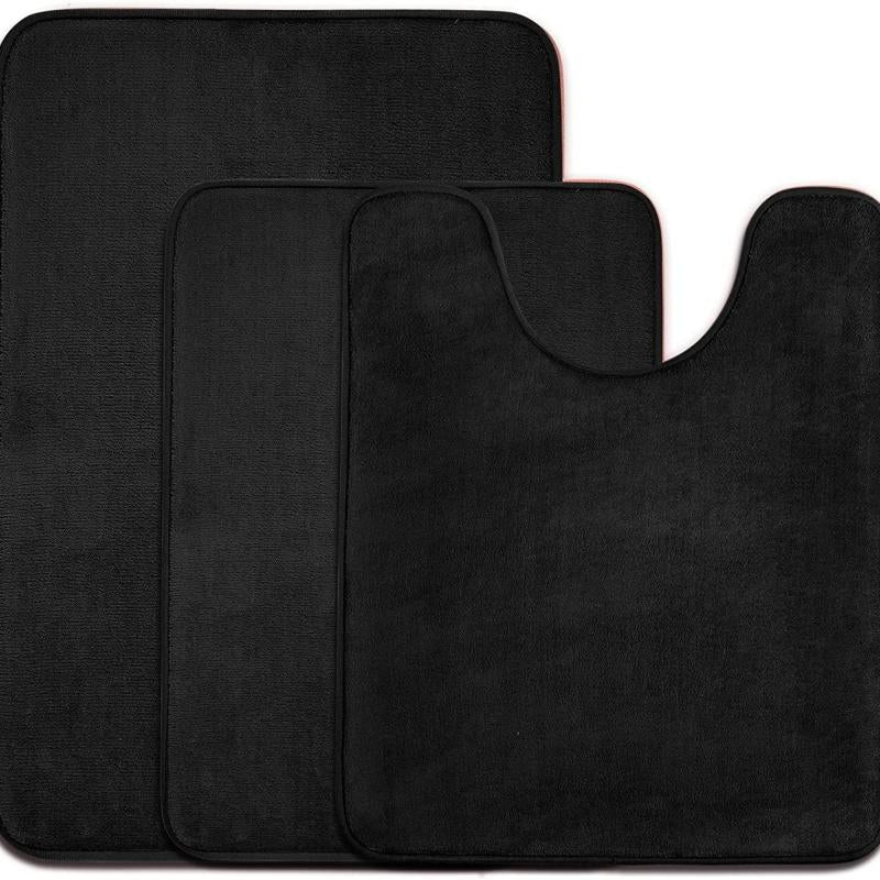 3pcs Flannel Bathroom Mat Set Memory Foam Bath Mat European Style Non Slip Rug