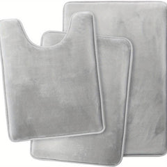 3pcs Flannel Bathroom Mat Set Memory Foam Bath Mat European Style Non Slip Rug