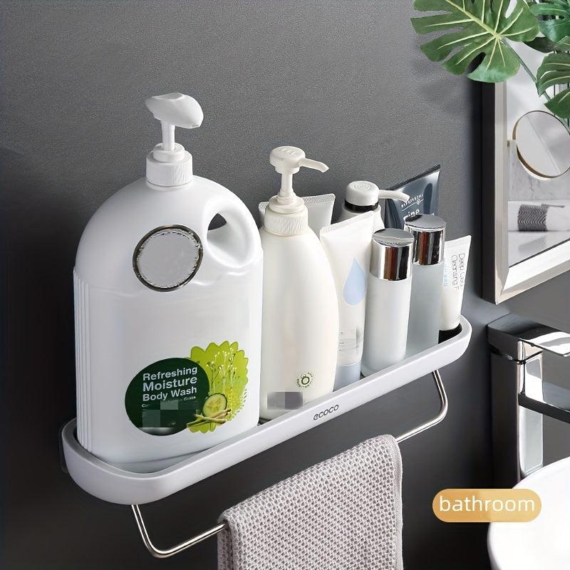 Wall Mounted Bathroom Shelf Punch Storage Rack Shower Caddy