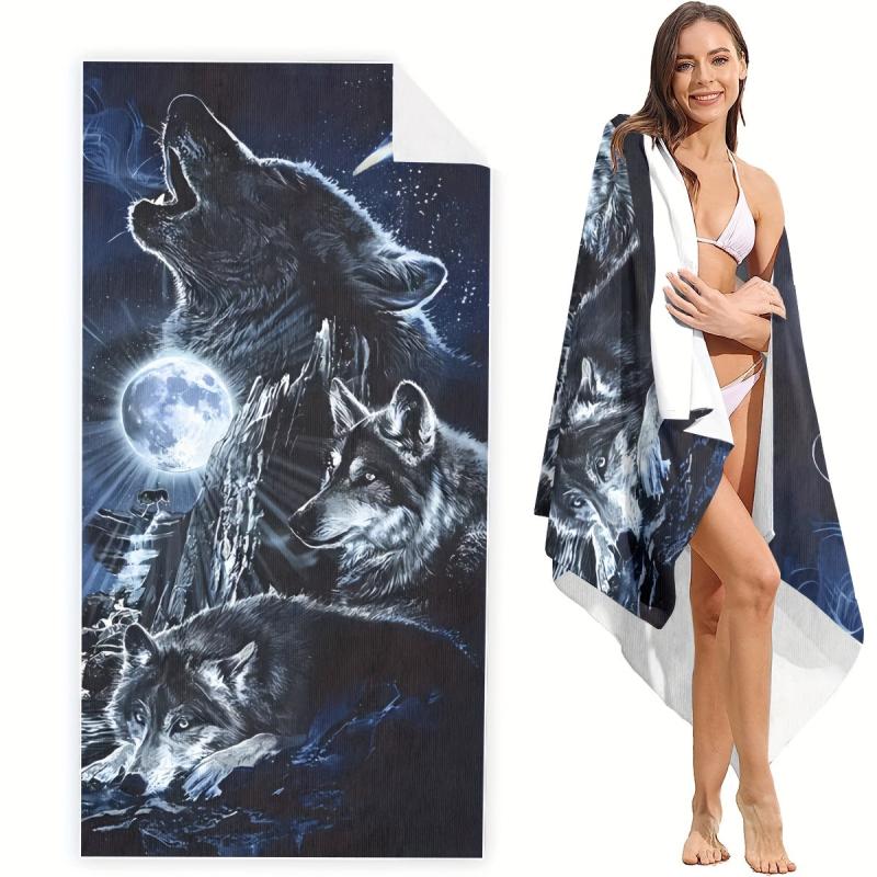 Women's Microfiber Wolf Pattern Beach Towel 59 x29