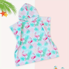 Soft Kids Hooded Microfiber Bathrobe Beach Towel With Hood