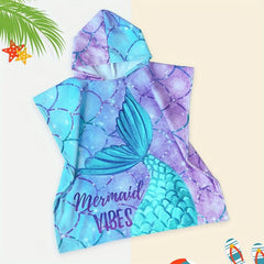 Soft Kids Hooded Microfiber Bathrobe Beach Towel With Hood