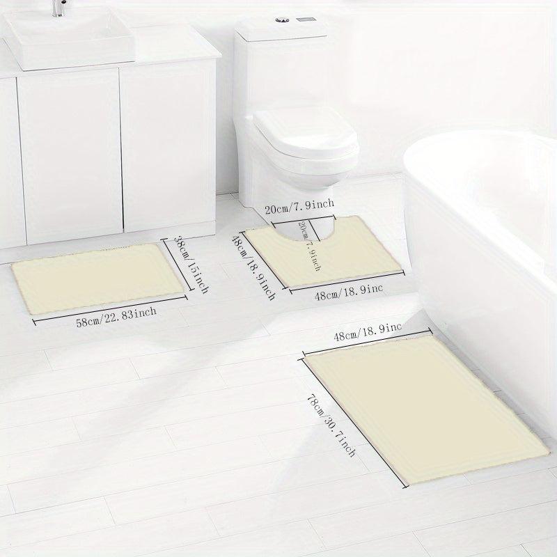 3pcs PVC Anti slip Mesh Floor Mat Non Slip Bathroom Rug Toilet U Shape Mat