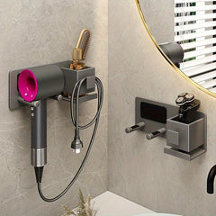 Hair Dryer Holder Wall Mounted Bathroom Storage Rack