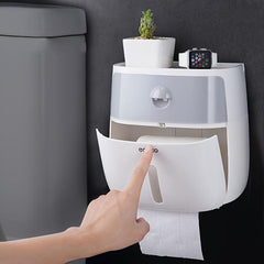 Wall Mounted Toilet Paper Holder Bathroom Tissue Storage Box