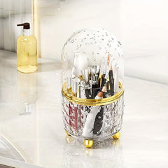 Makeup Brush Storage Tube 360 Degree Rotating Grid Eyebrow Pencil Bucket