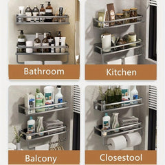 Bathroom Hanging Shelf Wall Mounted Storage Rack Aluminum Organizer