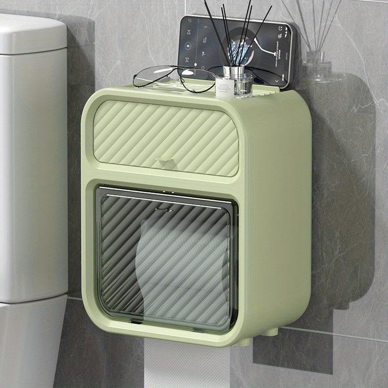 Self Adhesive Tissue Box Shelf Wall Mount Toilet Paper Holder