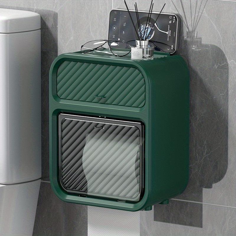 Self Adhesive Tissue Box Shelf Wall Mount Toilet Paper Holder