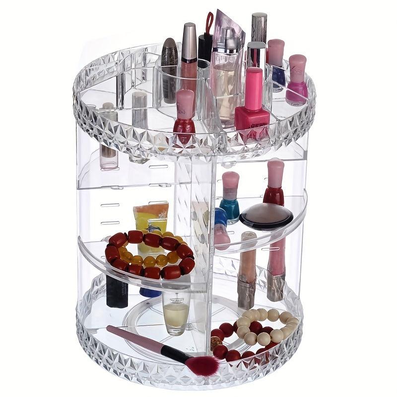 Large Capacity 360 Rotatable Cosmetics Storage Box with Adjustable Makeup Device