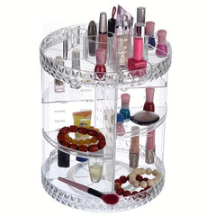 Large Capacity 360 Rotatable Cosmetics Storage Box with Adjustable Makeup Device
