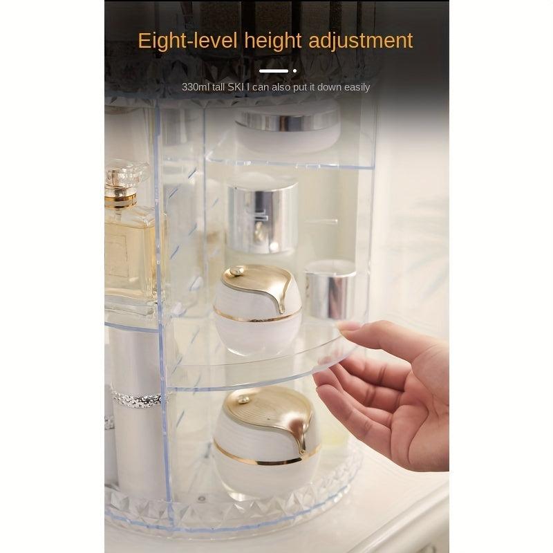 Large Capacity 360 Rotatable Cosmetics Storage Box with Adjustable Makeup Device
