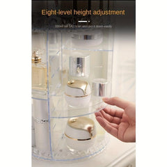 Large Capacity 360 Rotatable Cosmetics Storage Box with Adjustable Makeup Device