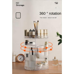 Large Capacity 360 Rotatable Cosmetics Storage Box with Adjustable Makeup Device