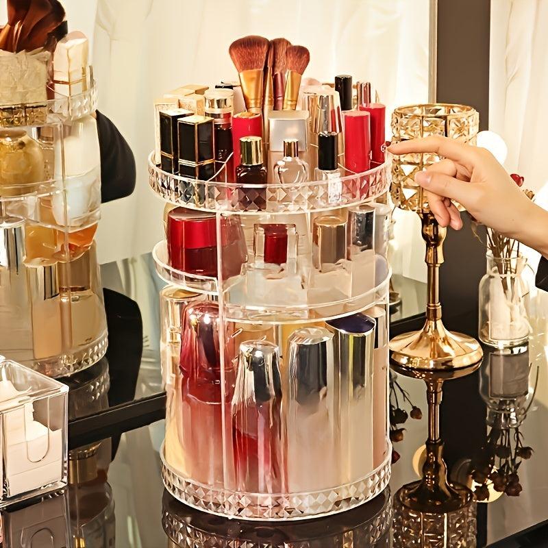 Large Capacity 360 Rotatable Cosmetics Storage Box with Adjustable Makeup Device