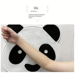 Panda Silicone Shower Stall Mat With Drain Holes And Suction Cups