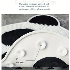 Panda Silicone Shower Stall Mat With Drain Holes And Suction Cups