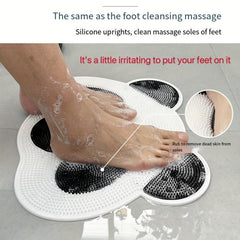 Panda Silicone Shower Stall Mat With Drain Holes And Suction Cups