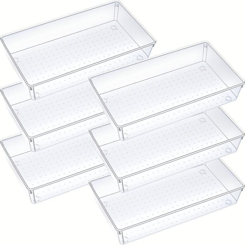 6pcs Desk Drawer Organizers Transparent Plastic Customize Layout Storage Bins