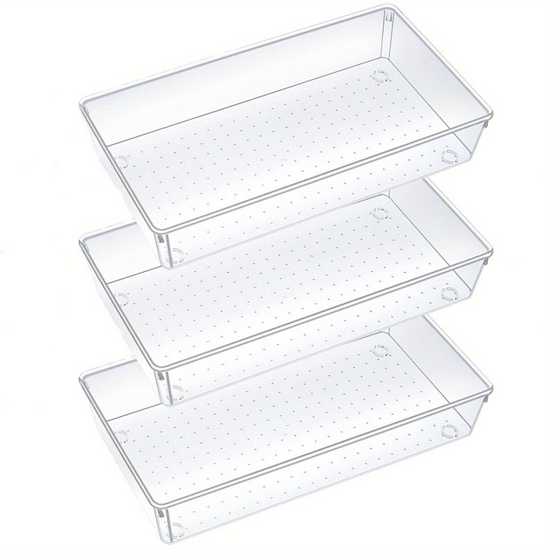 6pcs Desk Drawer Organizers Transparent Plastic Customize Layout Storage Bins