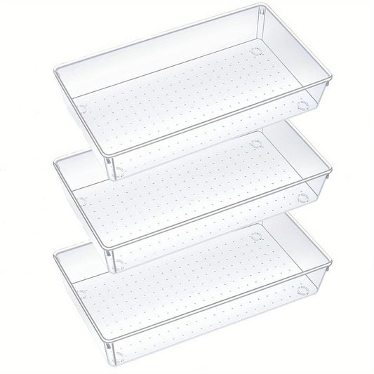 6pcs Desk Drawer Organizers Transparent Plastic Customize Layout Storage Bins