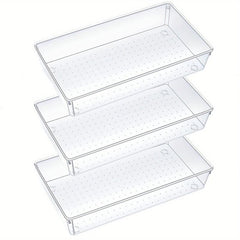 6pcs Desk Drawer Organizers Transparent Plastic Customize Layout Storage Bins