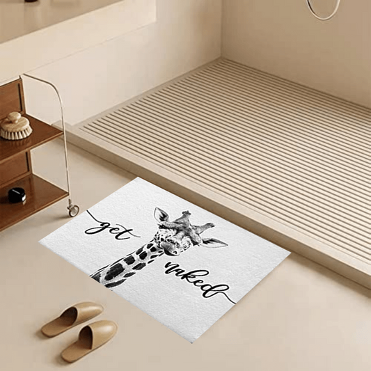 Giraffe Pattern Bath Rug Soft Non Slip Absorbent Floor Pad for Bathroom