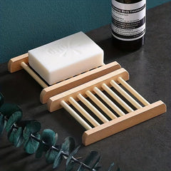 2pcs Wood Rectangle Soap Holder Bathroom Soap Storage Rack