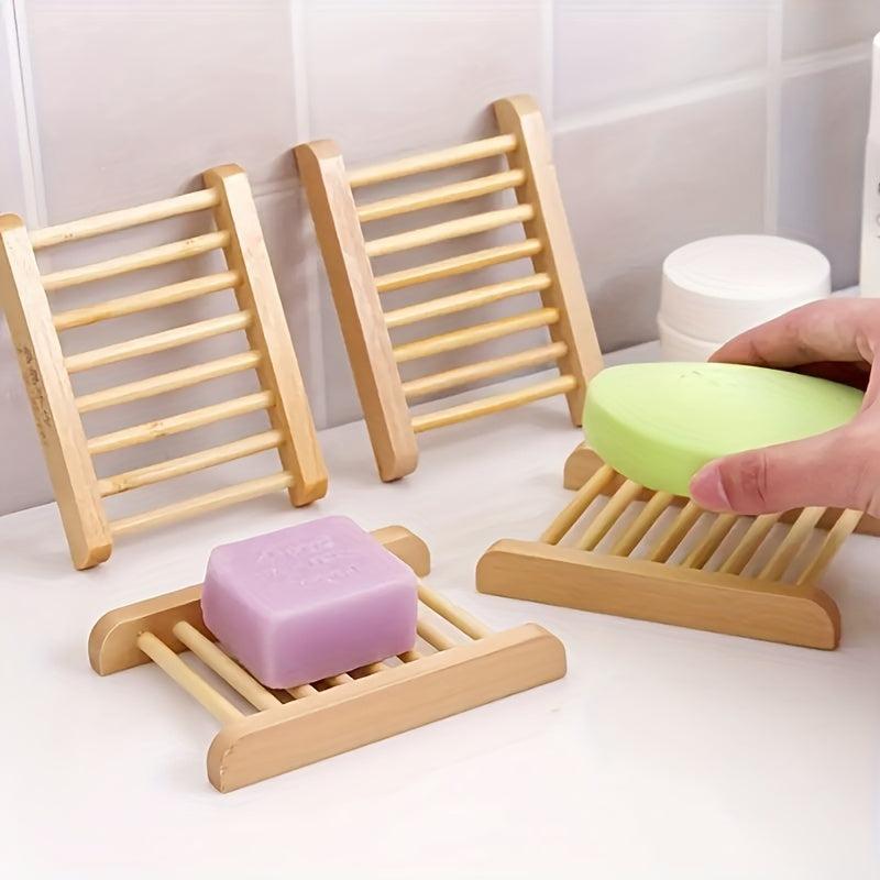 2pcs Wood Rectangle Soap Holder Bathroom Soap Storage Rack