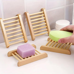 2pcs Wood Rectangle Soap Holder Bathroom Soap Storage Rack