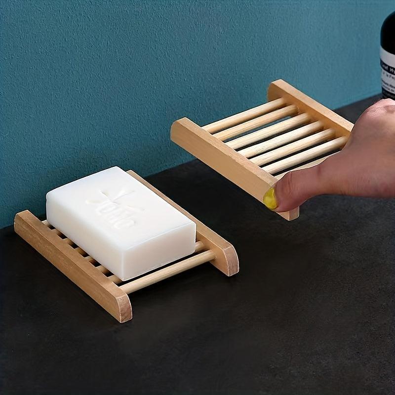 2pcs Wood Rectangle Soap Holder Bathroom Soap Storage Rack