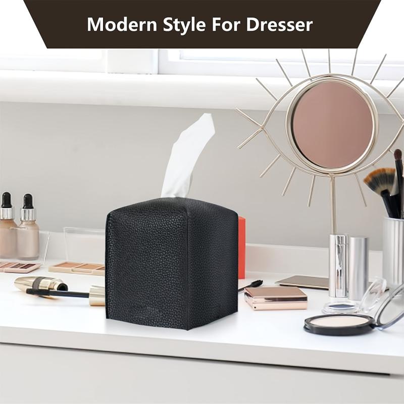 Tissue Storage Bag PU Leather Decorative Tissue Holder For Home Bathroom Office