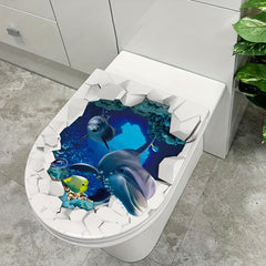 Ocean Fish Toilet Lid Decoration Sticker Bathroom Waterproof Sticker