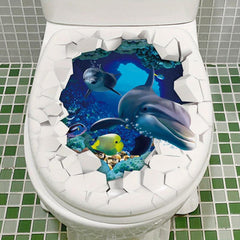 Ocean Fish Toilet Lid Decoration Sticker Bathroom Waterproof Sticker
