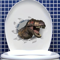 Dinosaur Toilet Lid Decal Removable Wall Sticker Bathroom Decor