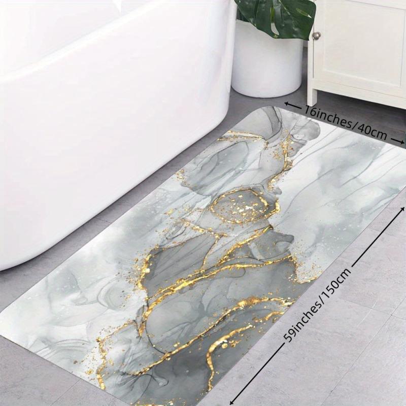 Marble Pattern Bath Rug Soft Non Slip Absorbent Bath Mat