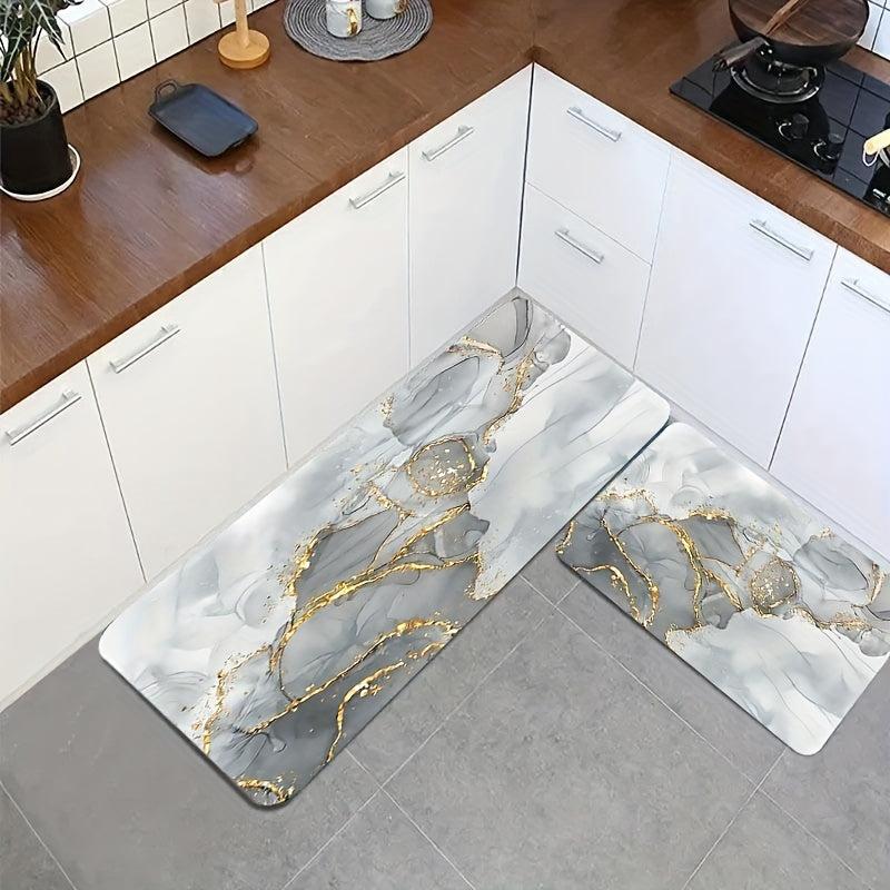 Marble Pattern Bath Rug Soft Non Slip Absorbent Bath Mat