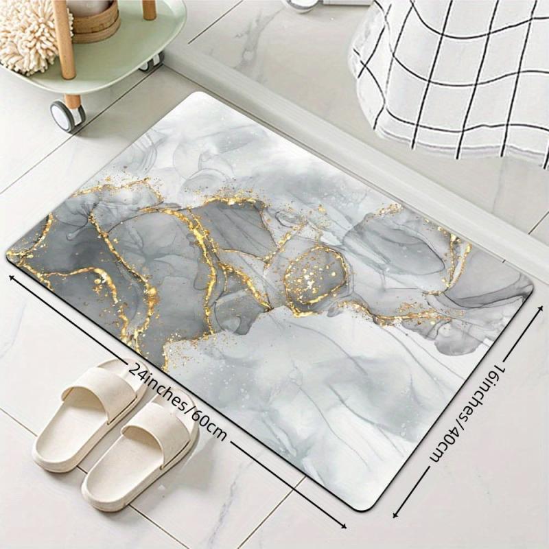 Marble Pattern Bath Rug Soft Non Slip Absorbent Bath Mat