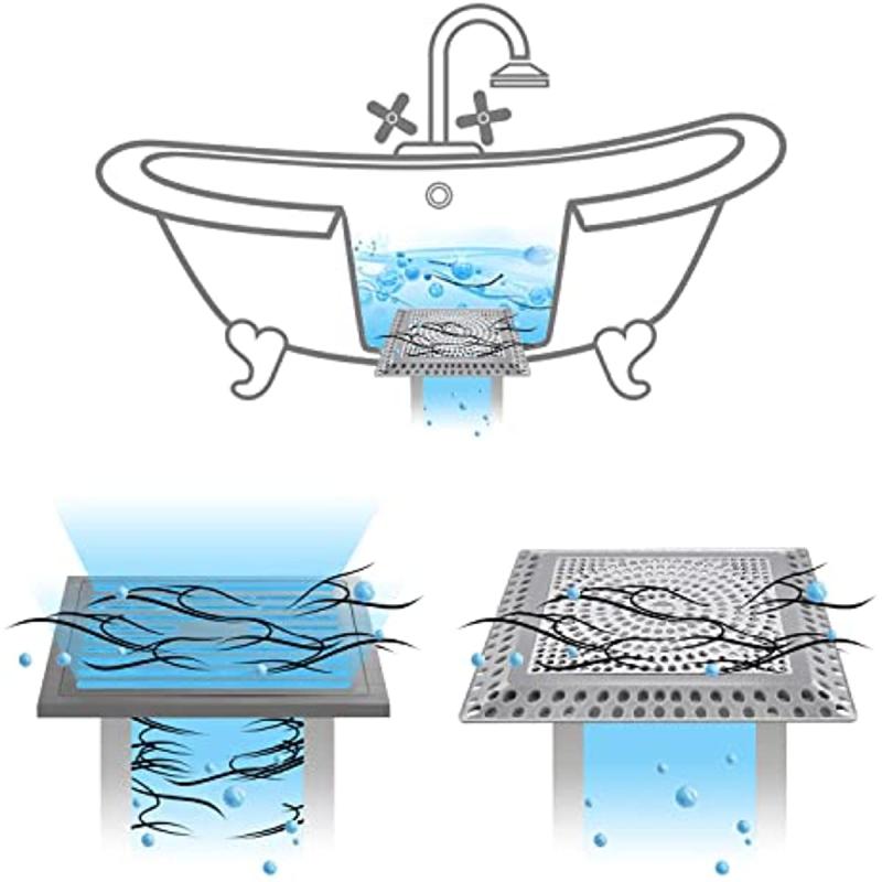 Shower Drain Strainers Stainless Steel & Silicone Hair Catcher