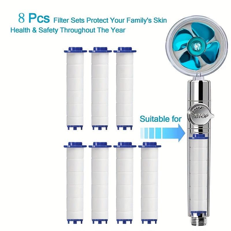 8pcs Handheld Shower Head Filter - Remove Chlorine & Harmful Substanc